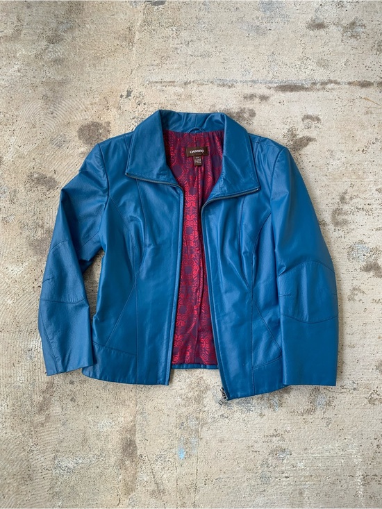 Danier Jackets & Blazers - Vintage Danier Blue Leather Jacket